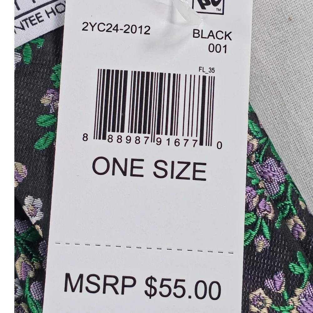 Tayion Mens Tie One Size Black Floral Omega Classic Fit Necktie Luxury NWT